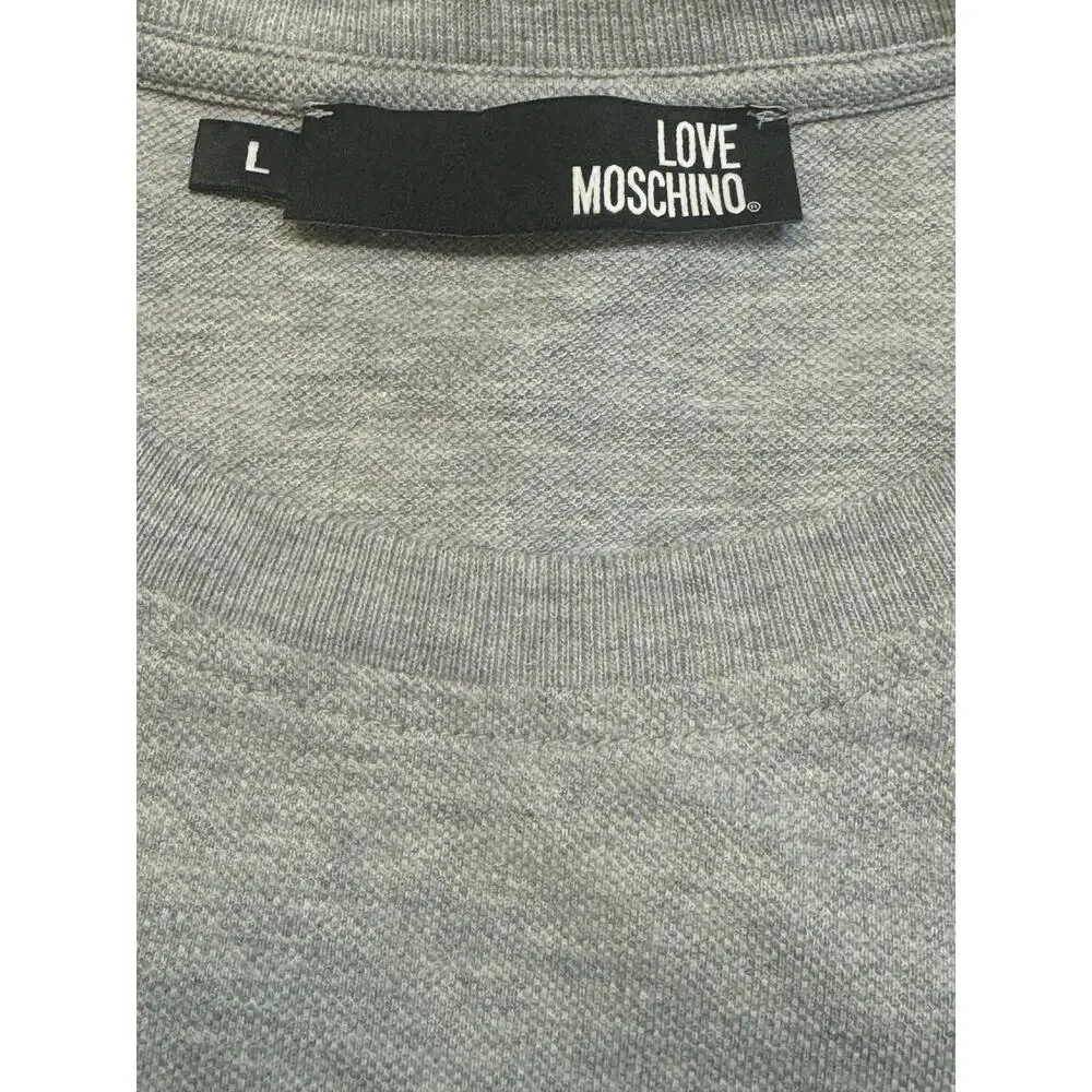 Love Moschino Aircraft Print Shirt Mens L Gray Long Sleeve Sweatshirt Pullover - Picture 8 of 12